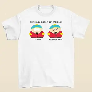 South Park Many Moods Of Cartman Graphic Tee Funny Character Expression Shirt