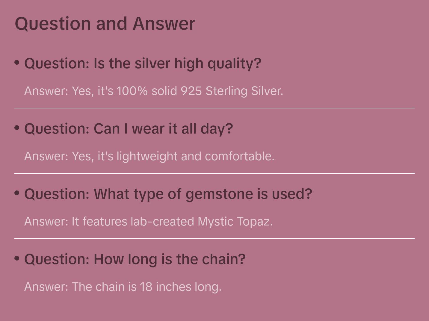 925 Sterling Silver Mystic Topaz Pendant Necklace 925 Sterling Silver Mystic Topaz Pendant Necklace