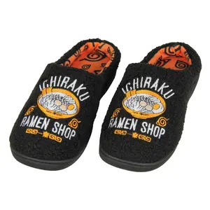 Naruto Shippuden Anime Men's Ichiraku Ramen Shop Adult Embroidered Fleece Lined House Slippers for Men & Women