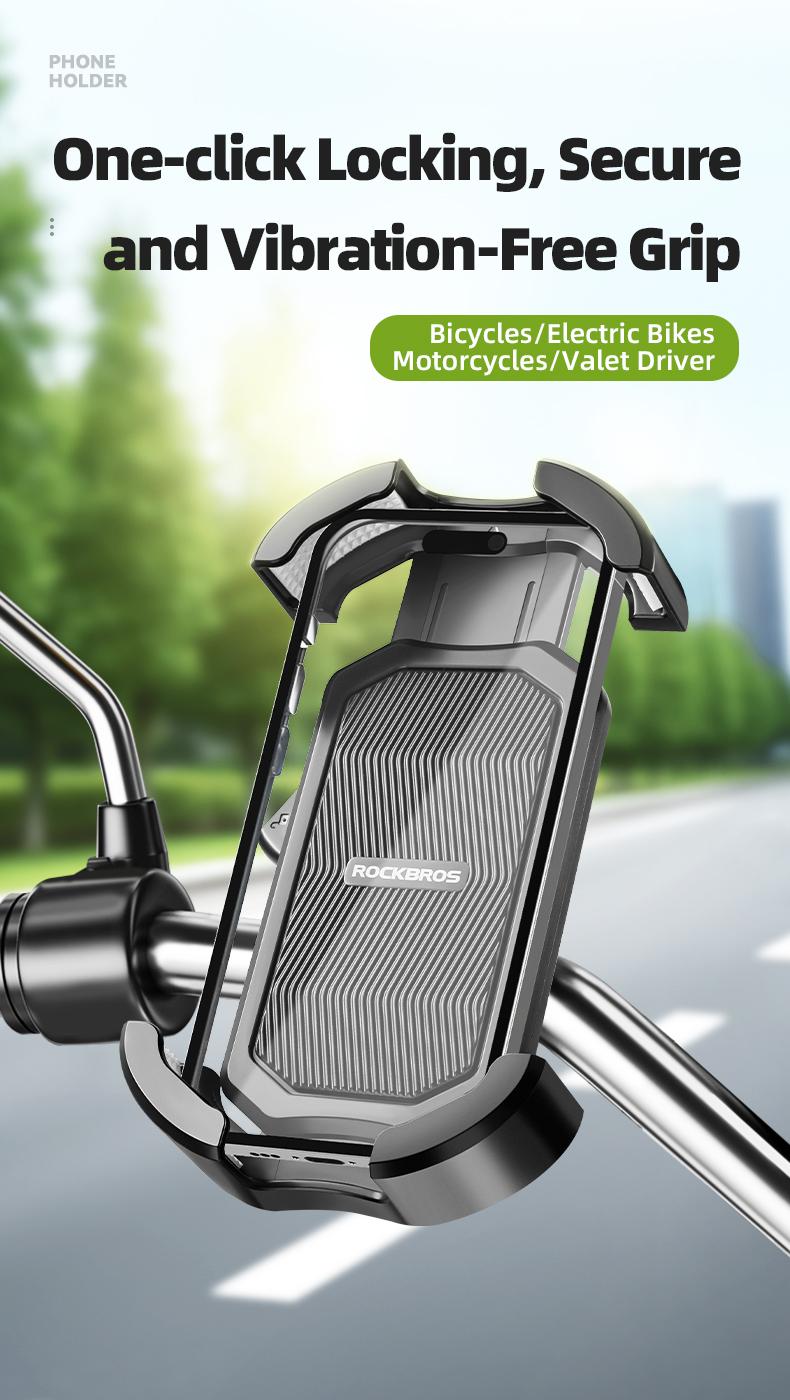 ROCKBROS Motorcycle Phone Mount, Motorcycle Phone Holder with Security Lock, Shockproof Phone Holder for Motorcycle, Adjustable Motorcycle Phone Holder Mount, Suitable for 4.7”-6.8” Phone