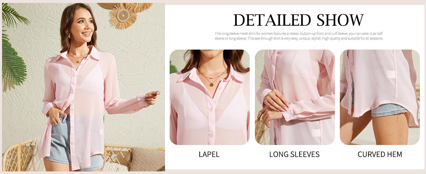 SHEEN Women's Long Sleeve Sexy See Through Top Fashion Black Trendy Mesh Blouse Vintage Casual Cute Summer Outfit Comfortable Fit Oversized Shirt Sheer Button Up Blouse Mesh Shirt SHEEN Women's Long Sleeve Sexy See Through Top Fashion Black Trendy Mesh Blouse Vintage Casual Cute Summer Outfit Comfortable Fit Oversized Shirt Sheer Button Up Blouse Mesh Shirt