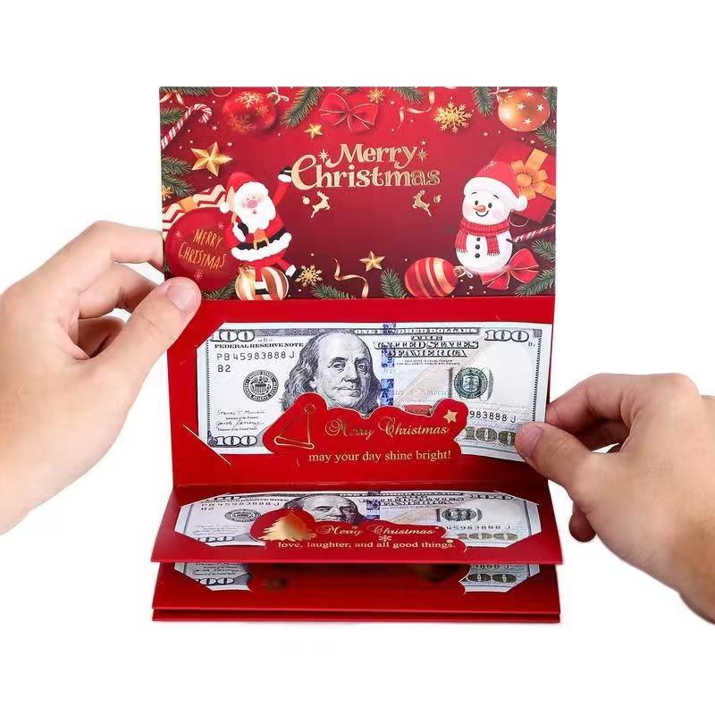 Christmas Santa Dollar Folding Red Envelopes Gold Stamping Gift Pack with Ribbon 6 Slot DIY Holiday Cash Envelopes for Party and Festive Decorations Car Rat Squirrel Repellent Spray