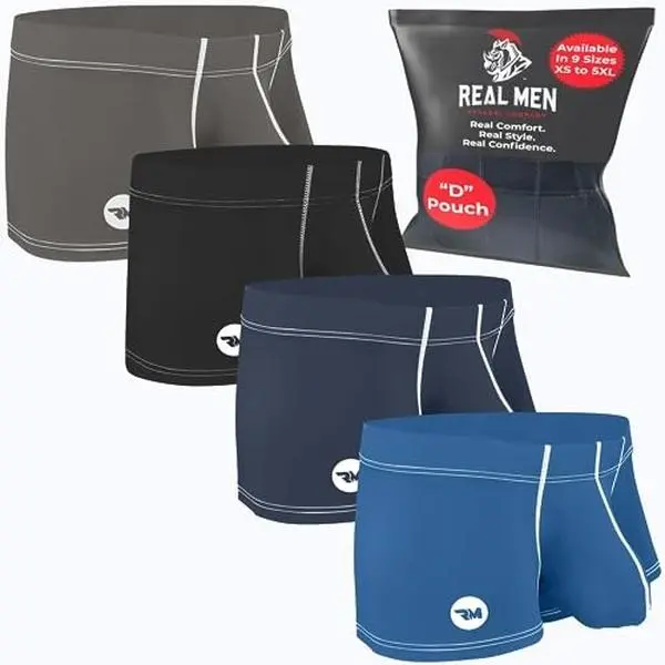 3 inch Nylon Boxer Briefs A B C or D Pouch 4 pack Black/Dark Blue/Blue/Grey Clothes Menswear Ball Big Underwear Sexy Stretchy Silk Straight Sweat