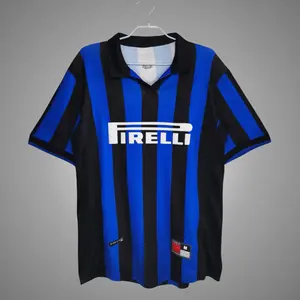 Retro Blue Color MIL Home 1998/1999 Soccer Jersey, MIL Blue Color Vintage 1998/1999 Home Edition Short Sleeve Soccer Shirt