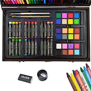SUNNYGLADE 145 Piece Deluxe Art Set with Wooden Box Crayons Oil Pastels Colored Pencils Watercolor Cakes Sketch Pencils Paint Brush Sharpener & Eraser for Beginner to Advanced SUNNYGLADE 145 Piece Deluxe Art Set with Wooden Box Crayons Oil Pastels Colored Pencils Watercolor Cakes Sketch Pencils Paint Brush Sharpener & Eraser for Beginner to Advanced