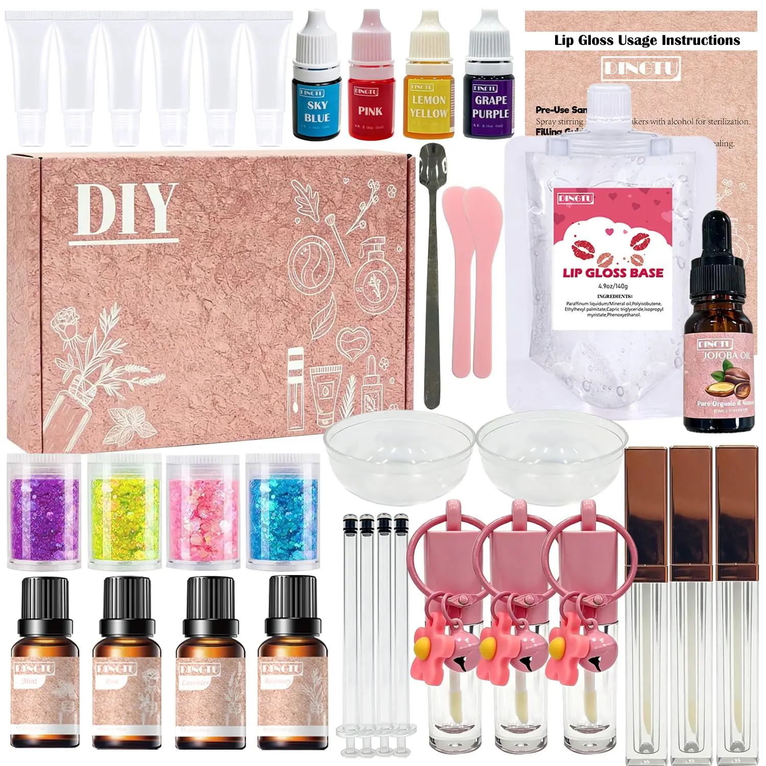 Lip Gloss Making Kit, Lip Gloss Set for Women Lip Kit Fun DIY Lipgloss Making Kit, Make Your Own Lip Gloss Kit, All-Inclusive Moisturizing Lip Glaze Supplies Set for Beginner Women Girls| Lip Gloss