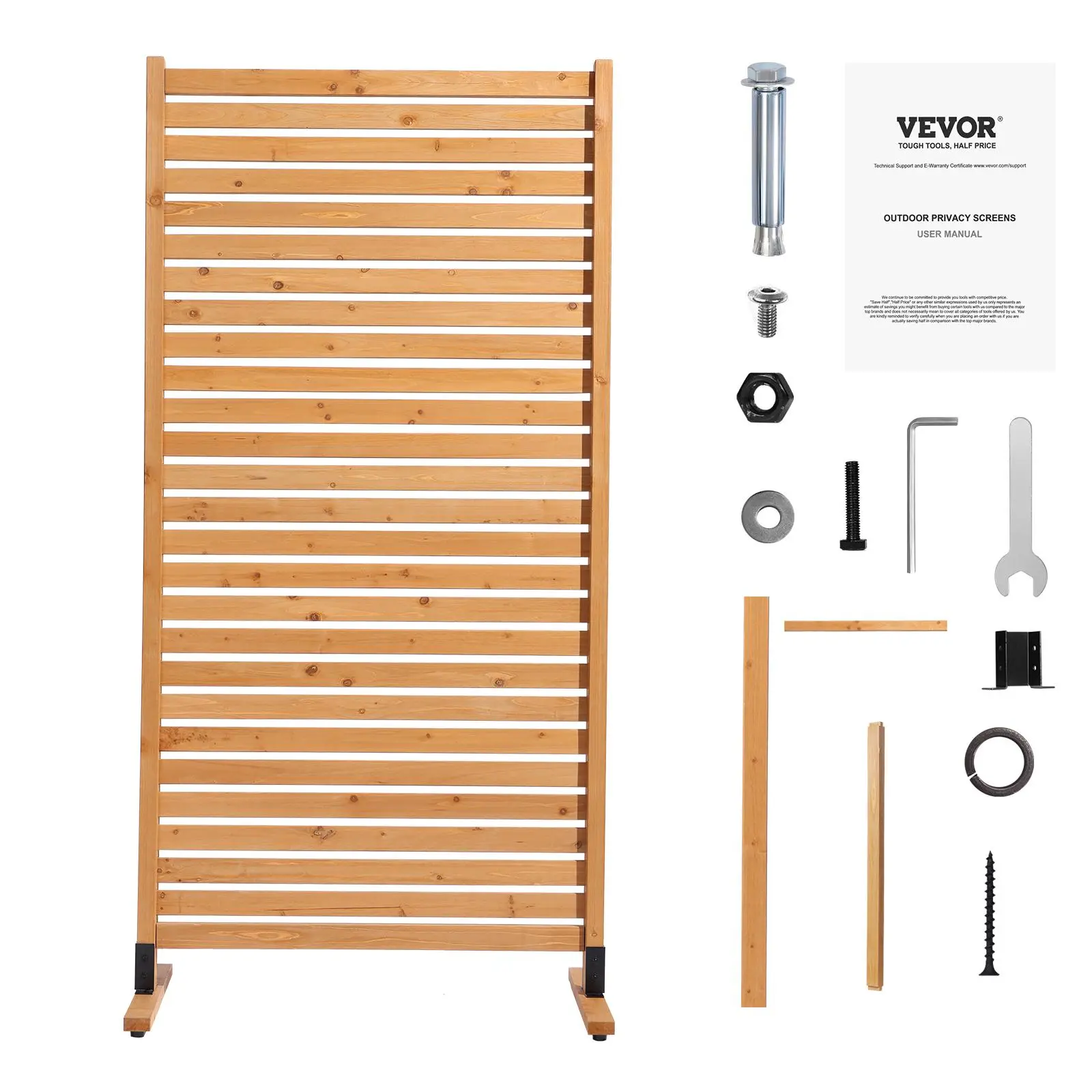 【SummerFinds】VEVOR Wooden Privacy Screen 36" x 76" Freestanding Outdoor Privacy Screen for Patio