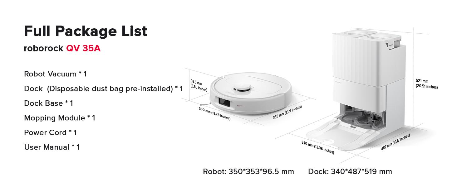 Roborock Qrevo Series Robot Vacuum and Mop (QV 35A), 8000Pa Suction, Anti-Tangle Brushes, Smart Obstacle Avoidance, Auto Mop Washing, All-in-One Dock, 200RPM Spinning Mops #GiftedInLove