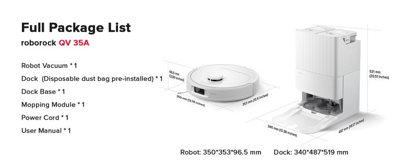 Roborock Qrevo Series Robot Vacuum and Mop (QV 35A), 8000Pa Suction, Anti-Tangle Brushes, Smart Obstacle Avoidance, Auto Mop Washing, All-in-One Dock, 200RPM Spinning Mops #GiftedInLove