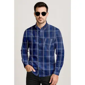 Men's Plaid Cotton Button Down Shirt – Long Sleeve Gingham Casual Dress Shirt, Regular Fit