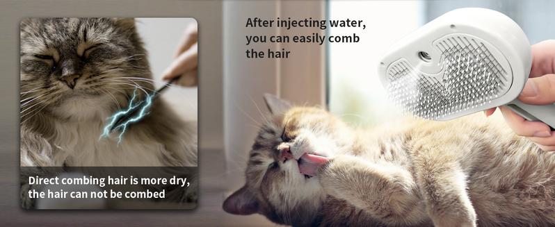 Steam Brush for Pets Long Short Haired, 3-in-1 Spray Dematting Comb with One-Button Clean, Grooming Tool for Small Animals