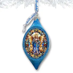 Designocracy 757-044 4 x 3 in. Angel of the Sea Drop Glass Ornament Nativity Holiday Decor
