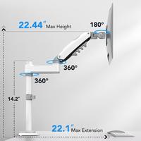 Height-Adjustable Single Monitor Arm White