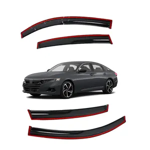 Tape-on -For 2018-2022 Honda Accord 4 Door Sedan Chrome Window Visor-Smoke Tinted # Rain guard# Rainproof#Sun Shade#UV Protection# Easy-Install # Vent Shades# Car Windshield# Car Weather Shields# Wind Deflector