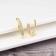 Fansilver 14G Clicker Belly Button Rings for WomenBelly Button Ring Curved CZ Reverse Clip-on Belly Button Ring Barbell Piercing Navel Body Piercing Jewelry 10/12mm