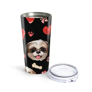 Shih Tzu Hearts Tumbler 20oz | Dog Paw Bone Pattern