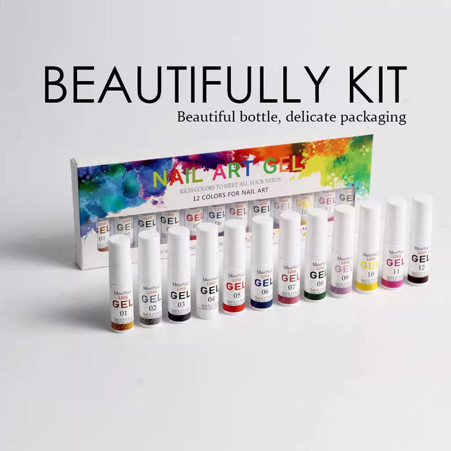 French Tip Gel Liner Nail Polish Set 12PCS Cutics UV Swirl Gel Nails Polish Nails Art Painted Build in Thin Brush Manicure Gifts for Women DIY at Home Salon Radiance Scent Cosmetic