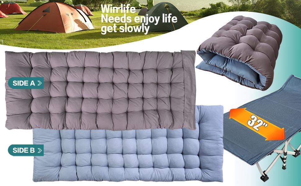 Outdoor Folding Camping Cot with Mattress, Heavy Duty Sleeping Cot with Carry Bag, Up to 900 Lbs, Portable Guest Bed for camping, Travel, Outdoor & Indoor Use