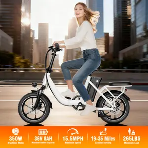 W2B Folding Electric Bike for Adults, 16" Lightweight Step-Over City Ebike with Rear Seat, 20MPH Max Speed, 35 Miles Range, Commuter Folding E-Bike 16"*3"Fat Tire E Bike, Removable Battery, Fast Charge, Commuter Ebike