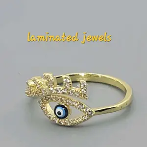 evil eye women's ring size 7.5 copper gold plated 1.7 grams Religious