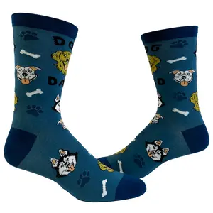 Men's Dog Dad Socks Funny Fathers Day Pet Puppy Lover Graphic Footwear Funny Graphic Socks Comfortable Fitted Spandex Cotton