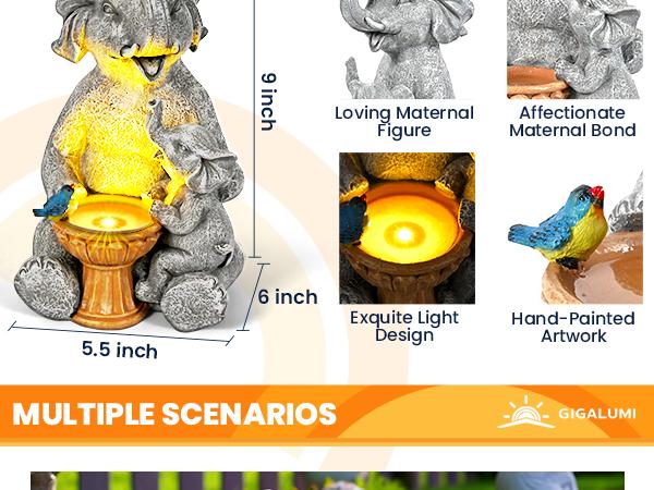 GIGALUMI Solar Garden Statues Loving Elephant Figurine Lights for Outdoor, Yard, Garden Decor Unique Housewarming Gifts for Mom, Women GIGALUMI Solar Garden Statues Loving Elephant Figurine Lights for Outdoor, Yard, Garden Decor Unique Housewarming Gifts for Mom, Women