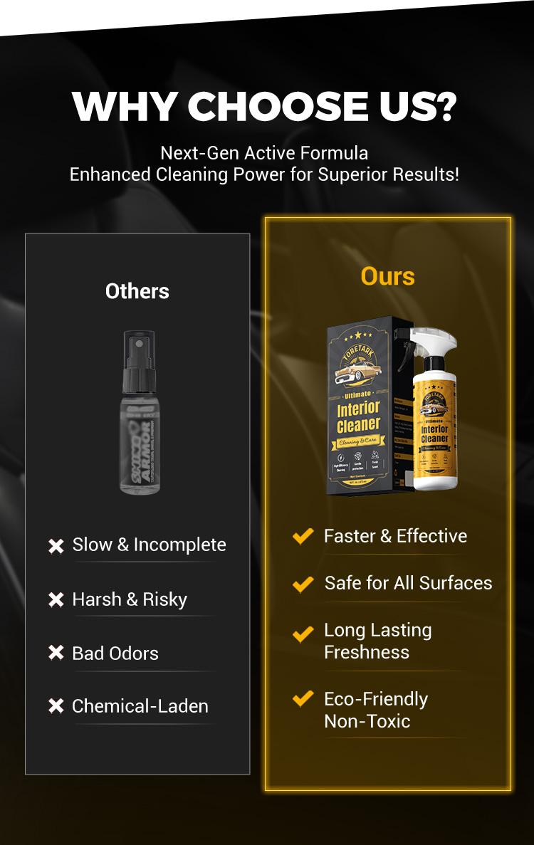 TORETORK Car Interior Cleaner, Cleans Interior Dirt and Eliminates Odors, Safe For All Car Interior Surfaces, Added UV Protection Spray，Best Gift For Christmas.