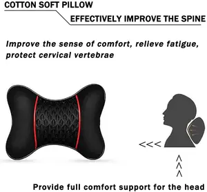 2PCS PU Leather Car Headrest Cushions Neck Rest Cushion Pillow Wearable Soft Car Neck Support Car Seat Neck Pillow