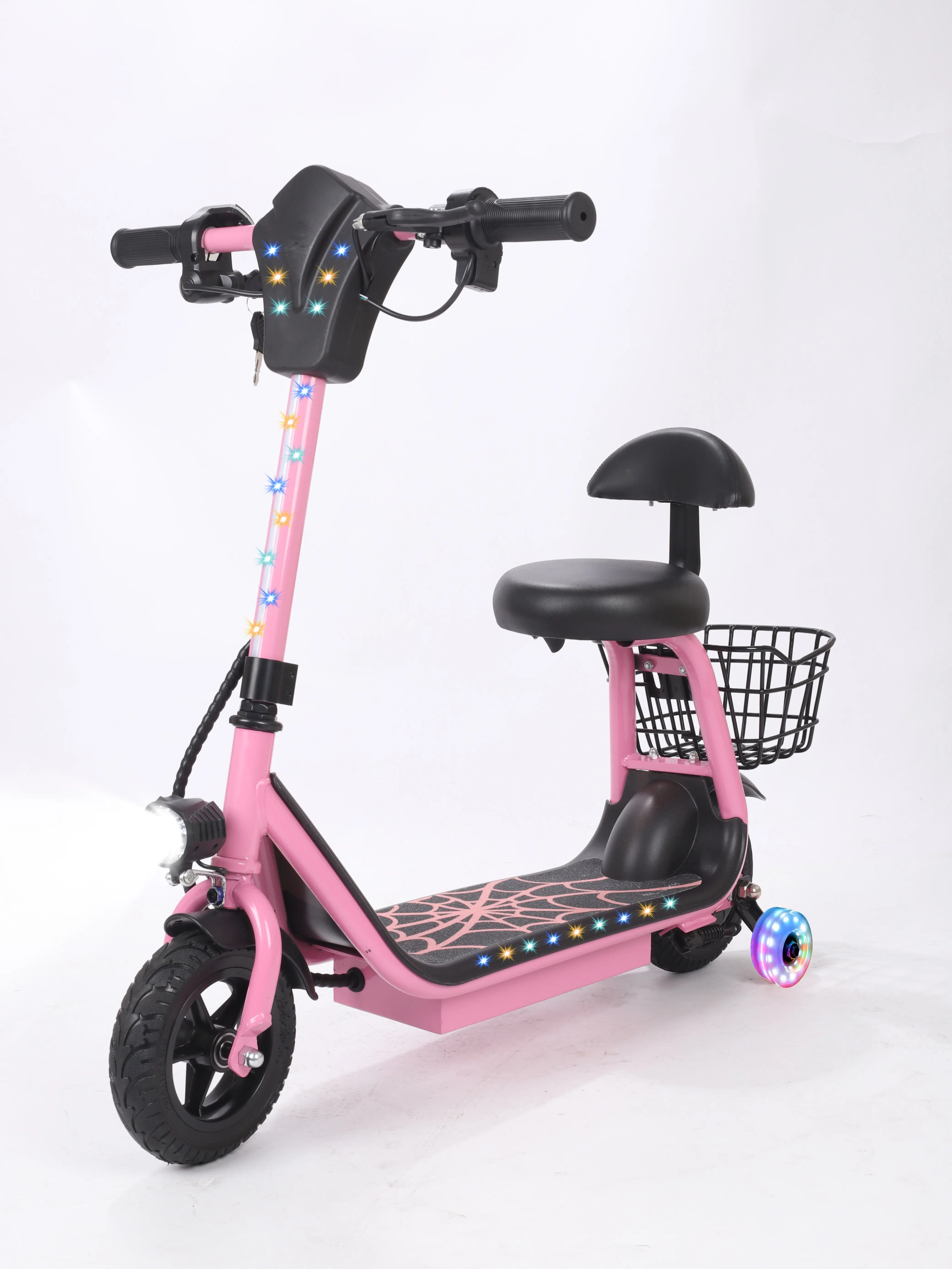 2-in-1 Kids Electric Scooter with seat ,Up to 12mph&10Miles Range，250W Motor, Headlight & Brake Taillight, Removable Seat&Basket, Smart App Parental Control,Electric Scooter for Kids Ages 4-10  Ideal Kids Gift