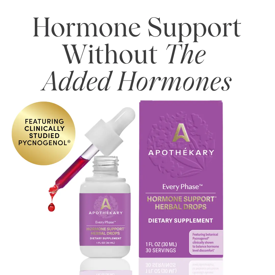 Apothékary Every Phase - Hormone Support Liquid Herbal Drops* | Alcohol-Free, Non-GMO Project Verified, Certified Gluten-Free, PETA Certified Vegan & Cruelty-Free, Third Party Tested, Made in the USA