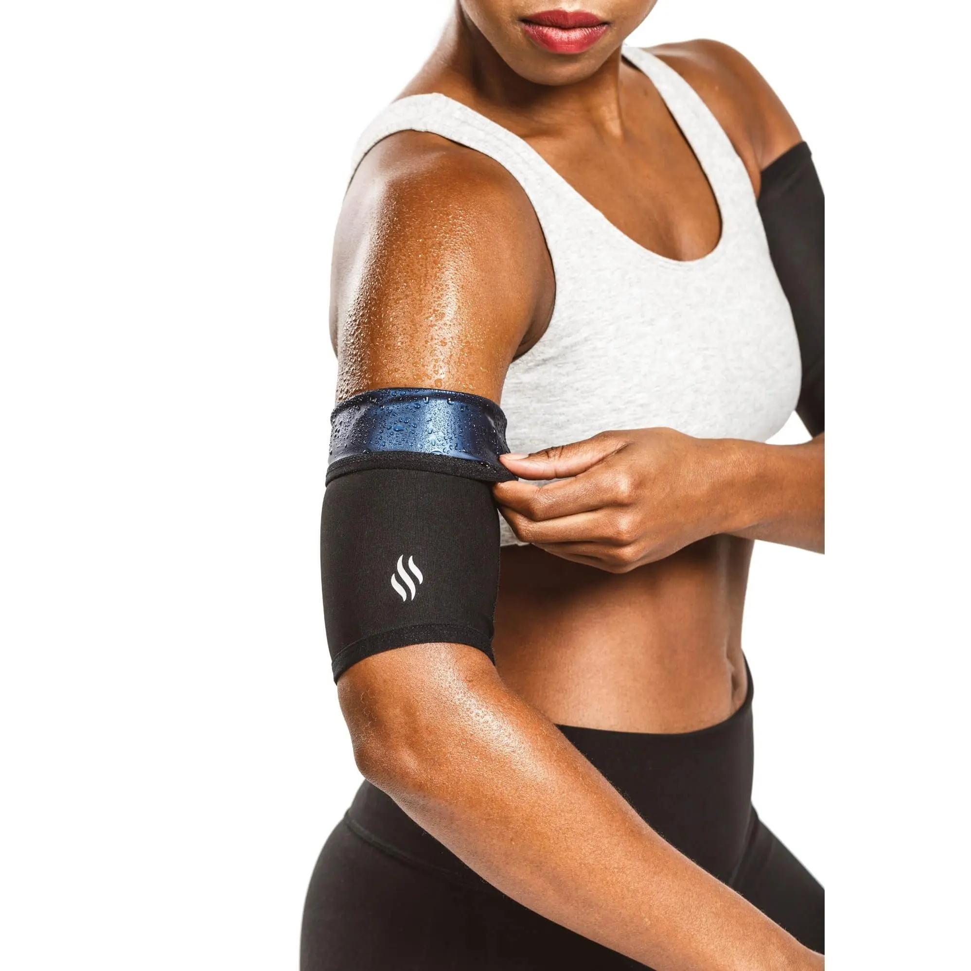SWEAT SHAPER Women’s Arm Sleeves Snug Compression Fit for Gym & Home Workouts 2-Pack Black Lightweight Flexible Design