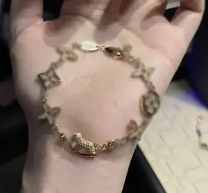 2026 New Year Limited Edition First Release: Copper Alloy Bracelet · Designer Custom Year of the Horse Full-Diamond Monogram Light Luxury Bracelet