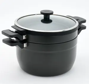 Trending Nesting Nonstick Cookware Set 2 Pieces With Colander and Lid for Easy Cooking