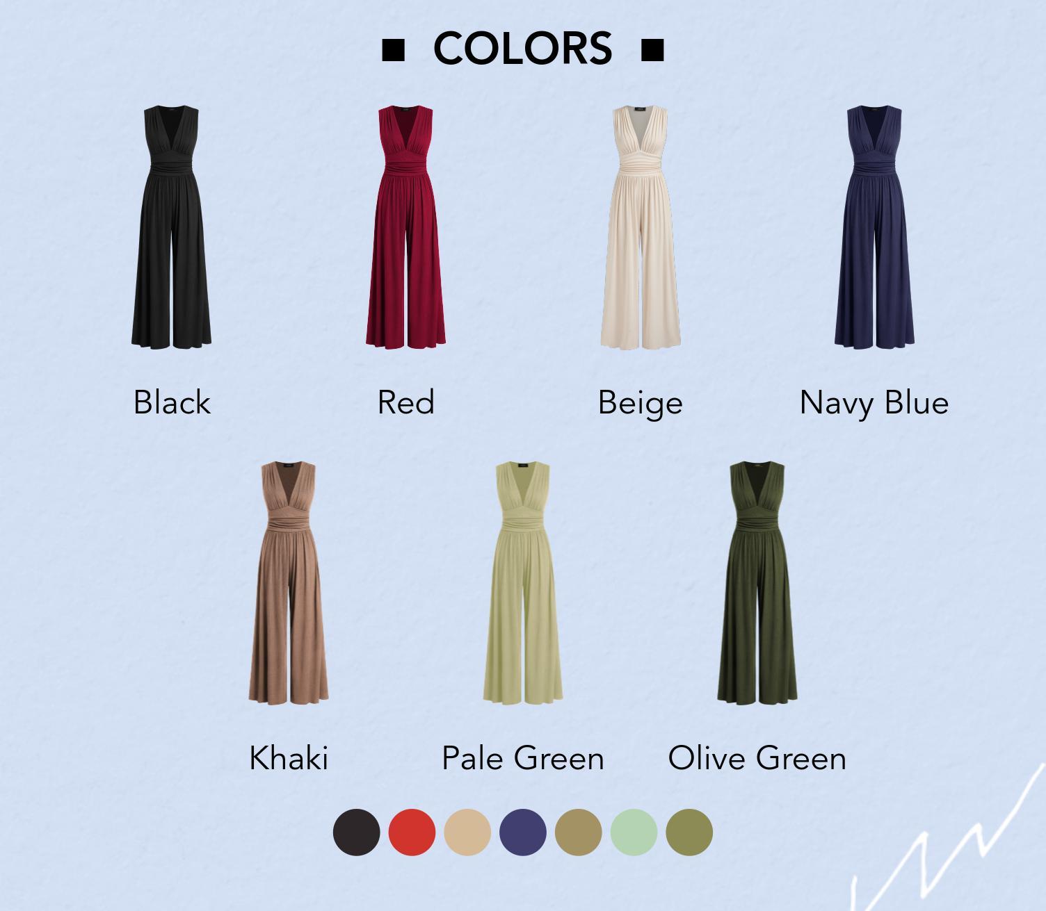 Cider Women's V-neck Ruched Solid Wide Leg Romper with Pocket, Stretchy Spring Jumpsuit, Springtime Casual Outfits, Lady Comfortable Stretchy Short Jumpsuit, Spring Downtown Girl Clothes, Ladies Spring Casual Wear