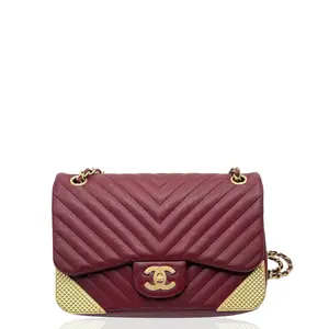 Pre-owned CHANEL Leather Shoulder Bags Mini Flap Lambskin Red Gold (0524r1)