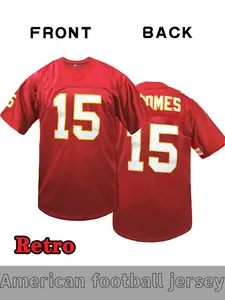 Chief Men's # 15 Red Football jersey, Kansas City Classic Embroidered American Football Shirt, Loose Short Sleeve Sports T-shirt, Suitable for Daily Leisure, Match Training, and Street Trendy Style christmas gift, Unisex, Sport