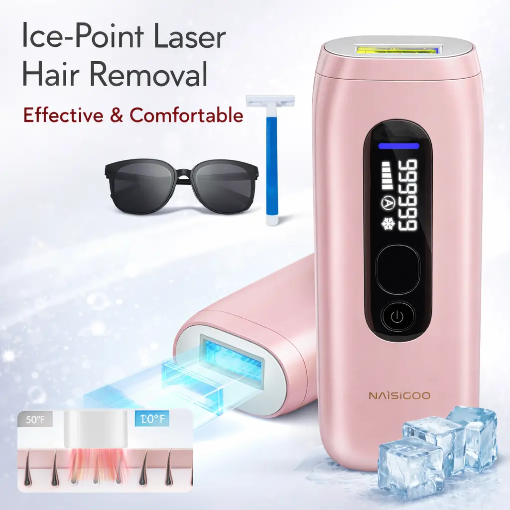 NAiSiGOO Pro Laser Hair Removal Ice Cooling, Painless IPL Laser Hair Removal Device At-Home Permanent ipl device Portable IPL Smooth Comfort IPL Hair hair remival