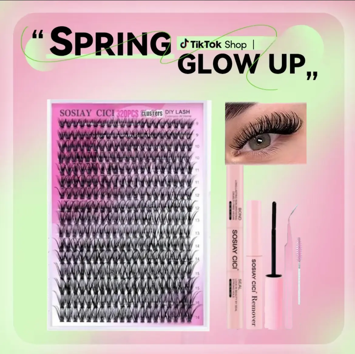 DIY Lash Extension Kit 320pcs Lash Clusters Eyelash Extension Kit with Lash Bond & Seal, Lash Remover, Lash Tweezers, 9-16MM Wispy Lash Clusters Kit D Curl Individual Lashes Kit Eyelash Clusters - 40D(320PCS)/ 80+100D(280PCS) Cosmetic BacktoSchool