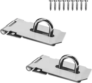 2Pcs Stainless Steel Gate Lock Hasp, Safety Packlock Clasp Lock Set for Doors, Cabinets, Closets and More (3Inch-Silver) yuntop