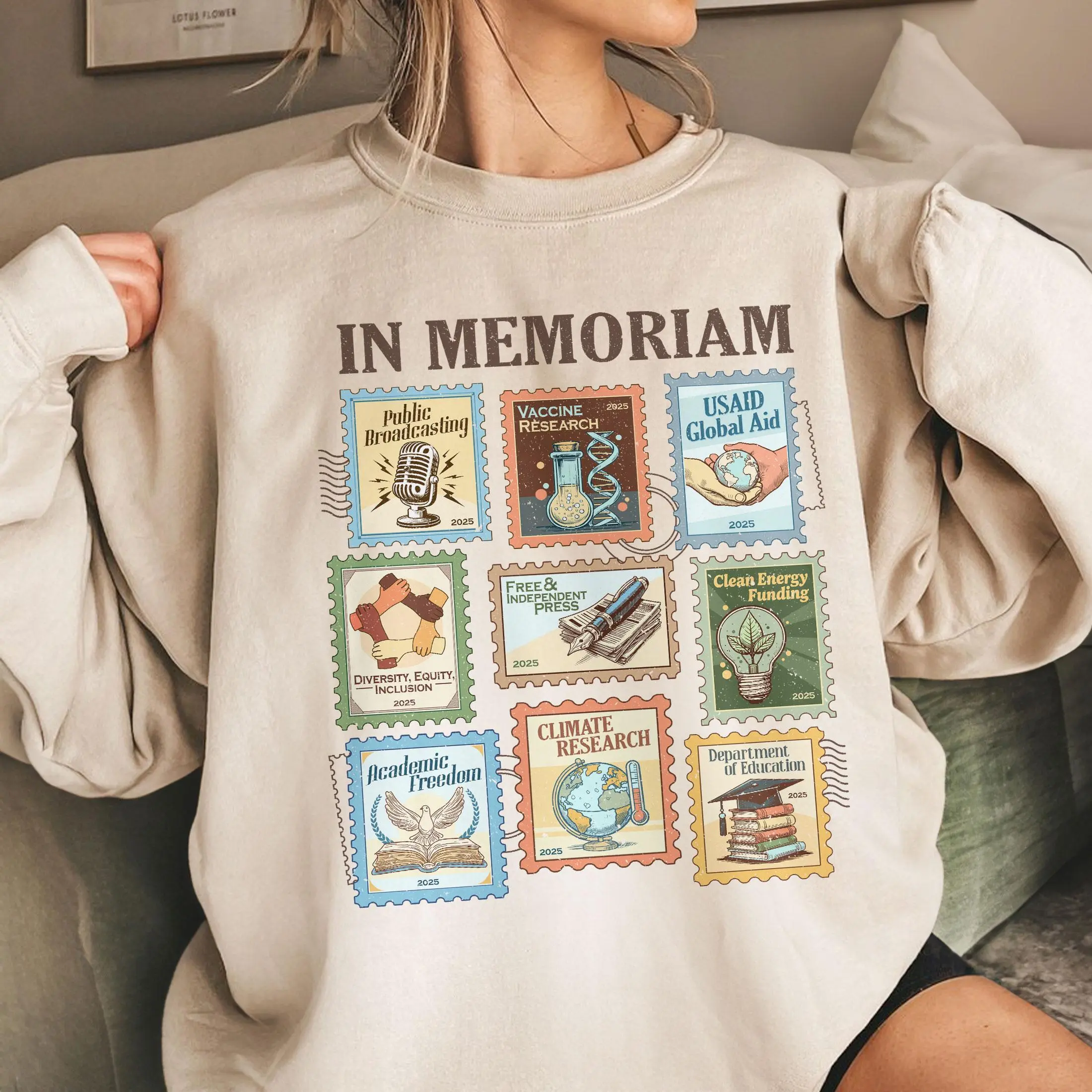 Pro Democracy Sweatshirt, Anti Fascism Activism Sweater, Resist Protest Top, Liberal Political Shirt, Retro In Memoriam Stamp Hoodie
