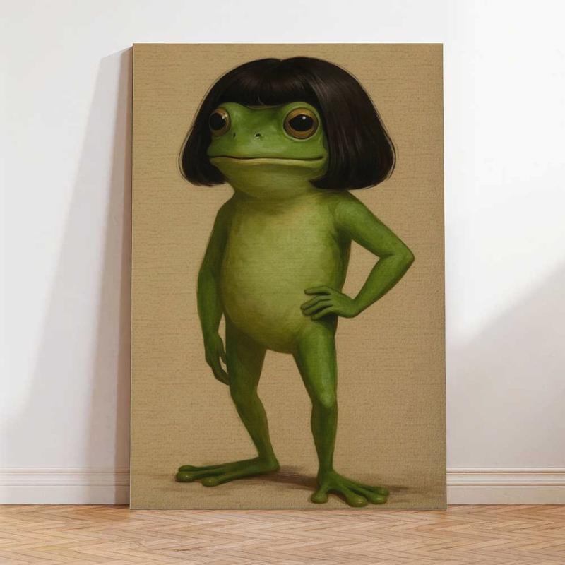 Whimsical Frog Portrait Canvas Poster Funny Animal Abstract Mimalist Green Funny Frog Poster Art Print Bob Haircut Kids Playroom Decor Frog Lover Gift Unique Wall Art quirky wall decor opossum humor artwork funny poster 24x 36 unique art decor posters Whimsical Frog Portrait Canvas Poster Funny Animal Abstract Mimalist Green Funny Frog Poster Art Print Bob Haircut Kids Playroom Decor Frog Lover Gift Unique Wall Art quirky wall decor opossum humor artwork funny poster 24x 36 unique art decor posters