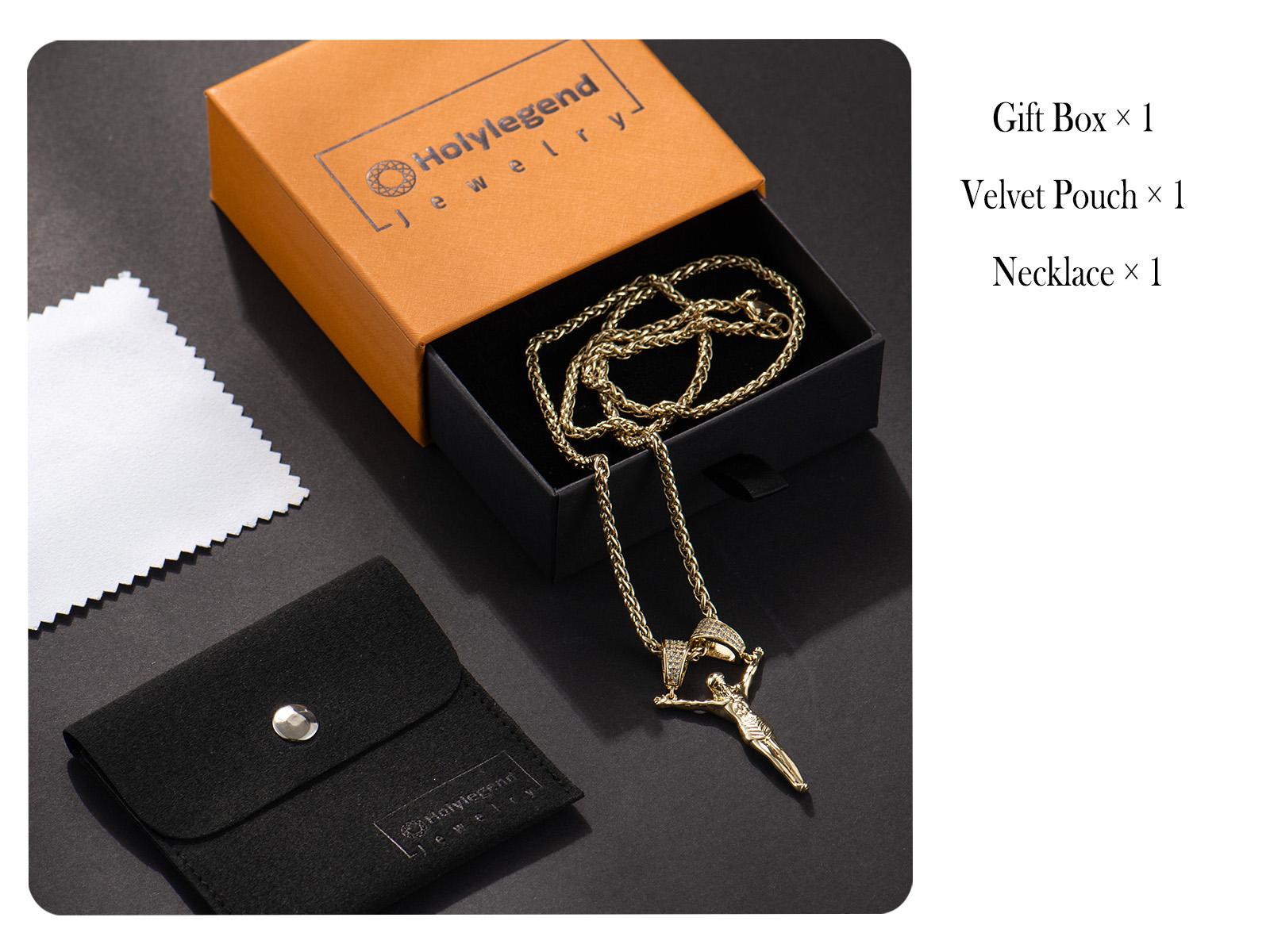 Holylegend 14K Real Gold-Plated Jesus Christ Pendant Necklace for Men and Women, 3D Christ Charm with Diamond Double-Lock Clasps, 24 inches Chain, Religious Gold Plated Jewelry Gift for Fashion Lovers