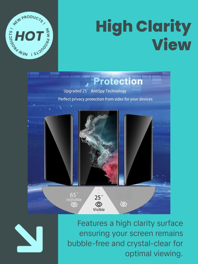 2+2 Pack Galaxy S22 Ultra Privacy Screen Protector - 2 Pack Privacy Film + 2 Pack Camera Lens Tempered Glass, High Clarity Bubble Free, Anti-Spy Protection for Samsung S22 Ultra 5G Cloth Crystal