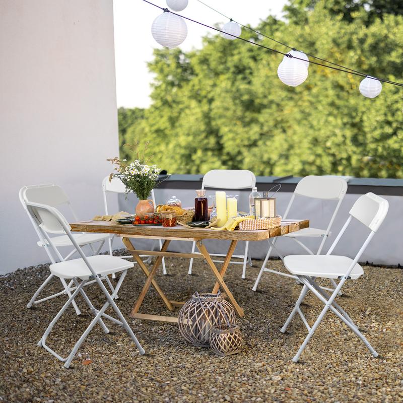 Karlhome 4/6/10 Folding Chairs, White & Black, Steel Frame, 350lb Capacity, Available in 4/6/10 packs for indoor/outdoor events, weddings, parties, gathering