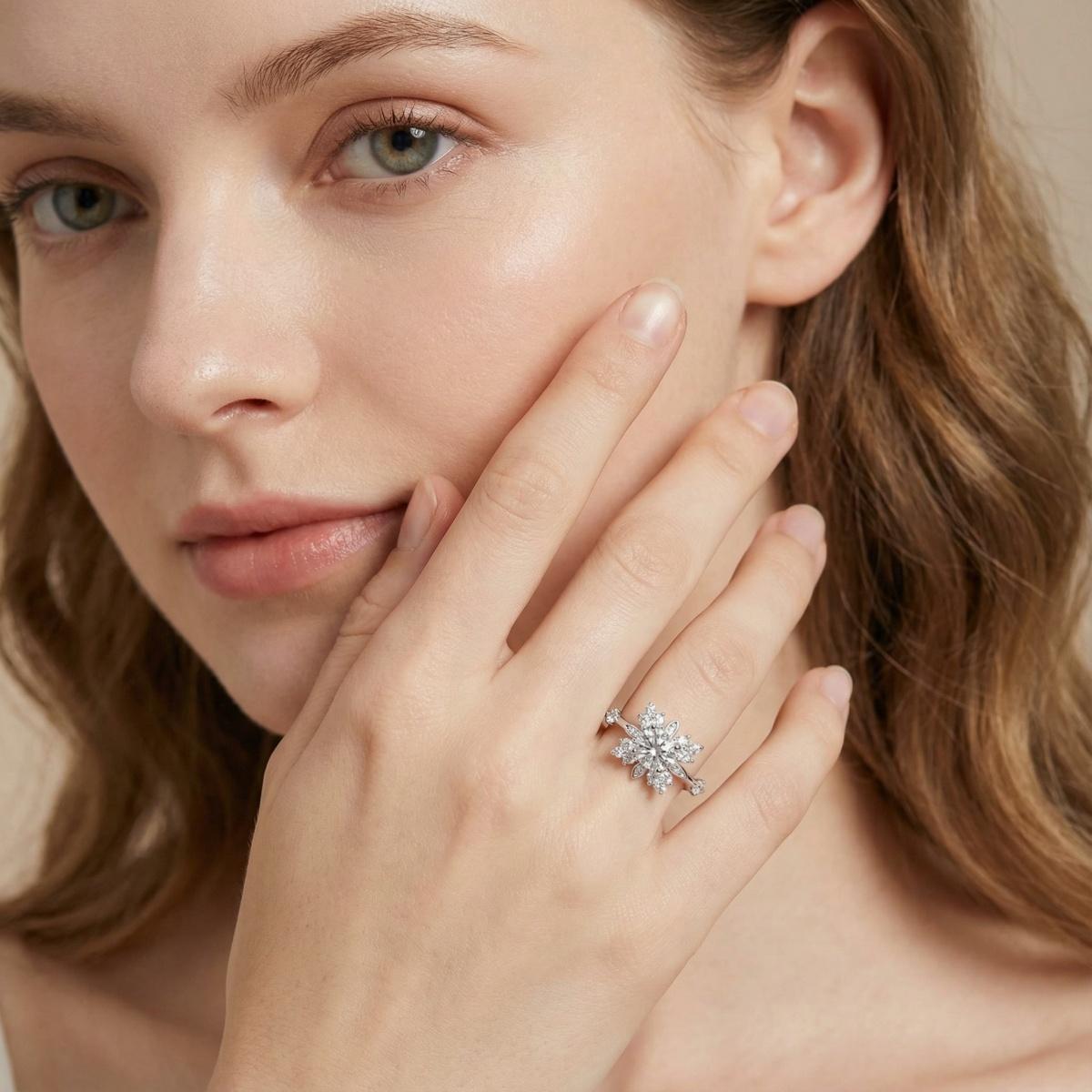 Delzzad 1ct Starburst Ring Daisy Cluster Band Ring Engagement Ring Band VVS Synthetic Moissanite Ring Jewelry S925 Perfect Birthday Engagement Wedding Anniversary Christmas Valentine's Day Gift Delzzad 1ct Starburst Ring Daisy Cluster Band Ring Engagement Ring Band VVS Synthetic Moissanite Ring Jewelry S925 Perfect Birthday Engagement Wedding Anniversary Christmas Valentine's Day Gift