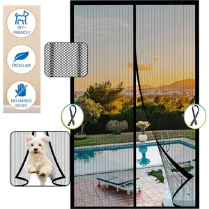 A Magnetic Screen Door - Heavy-Duty Striped Mesh Door Screen, with Magnetic Closure, Compatible with Sliding/Interior Doors, Ideal for Home, Patio, Balcony - Visual Privacy Screen, Home Entryway, No Tools Installation