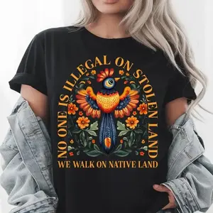 No One is Illegal on Stolen Land Shirt, Antiracist T-Shirt, Pro Immigrant Tee, Human Rights Top, Social Justice Activism Gift