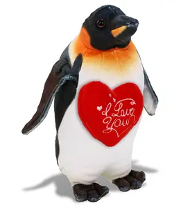 PLUSH I LOVE YOU RED HEART - WILD COLLECTION PLUSH - PENGUIN 9"