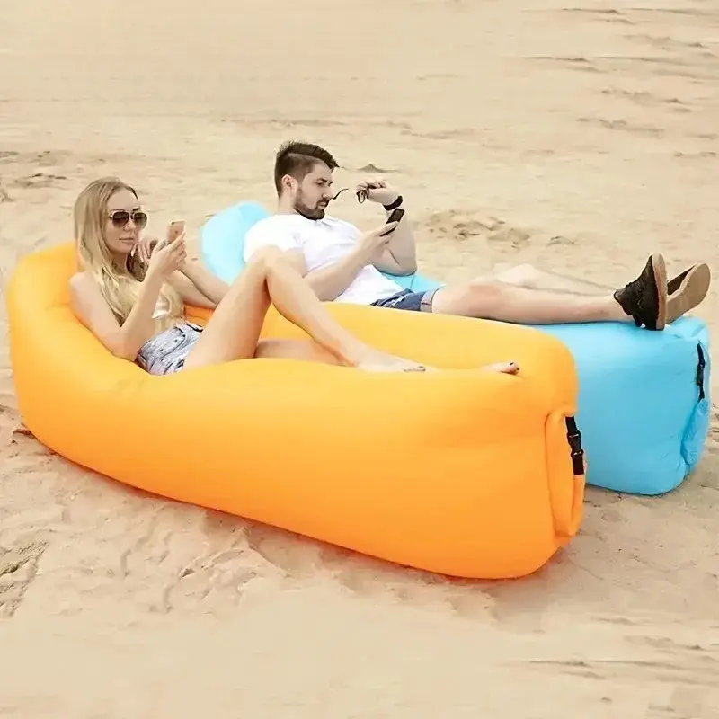 1PC Portable Inflatable Lounger Air Bed - Quick Inflate/Deflate Outdoor Sofa for Sofa Lounging, Beach Stuff, Camping, Waterproof, Casual, Unisex