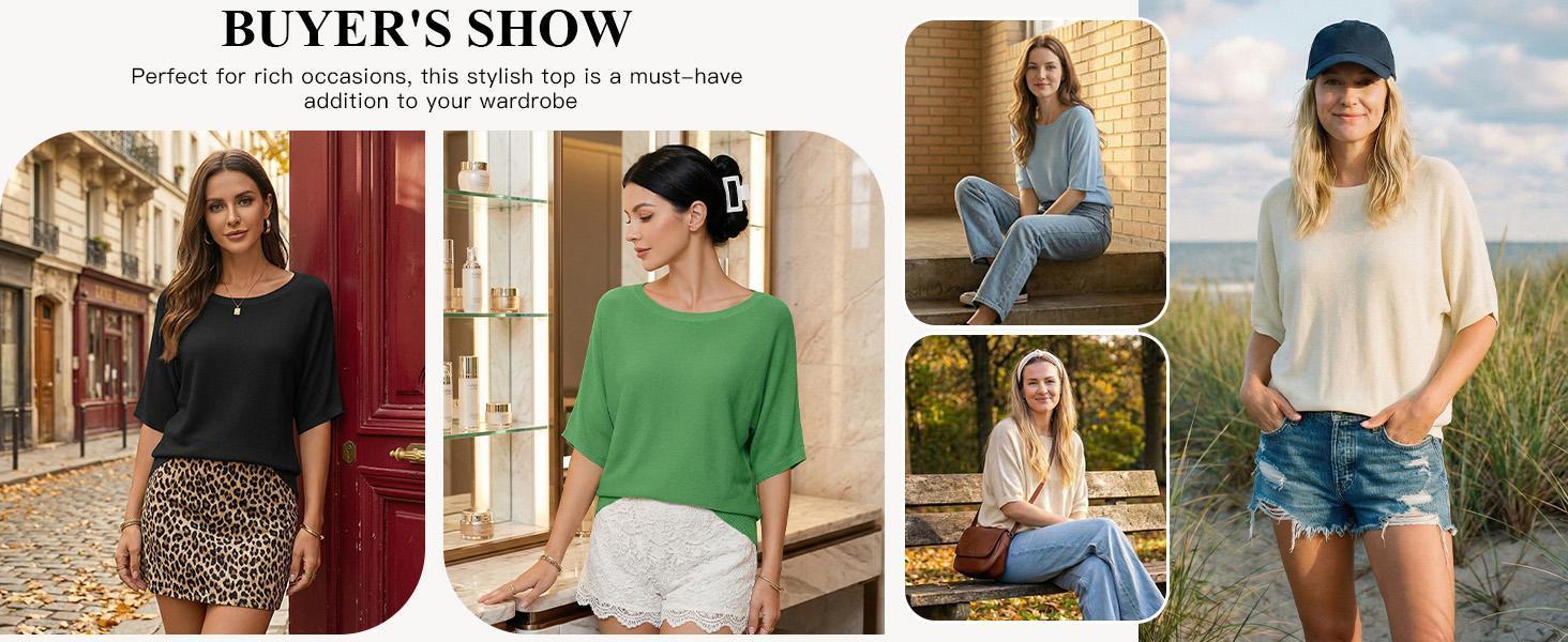 Imily Bela Womens Short Sleeve Sweater Summer Batwing Trendy Casual Boat Neck Lightweight Loose Fitting Knit Tops Imily Bela Womens Short Sleeve Sweater Summer Batwing Trendy Casual Boat Neck Lightweight Loose Fitting Knit Tops